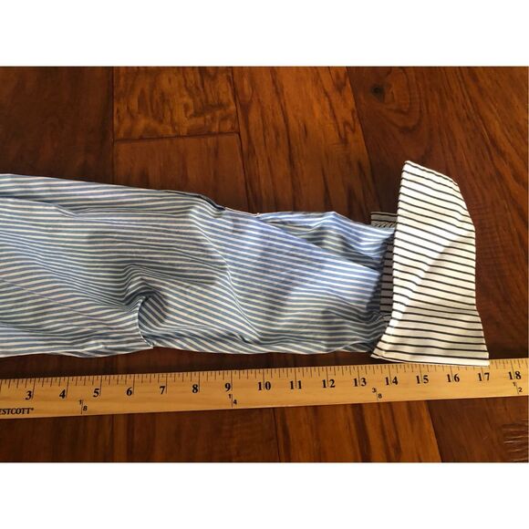 Mo & Co Fashion Striped Patchwork Cut Shoulder Shirt SZ L - Picture 5 of 9